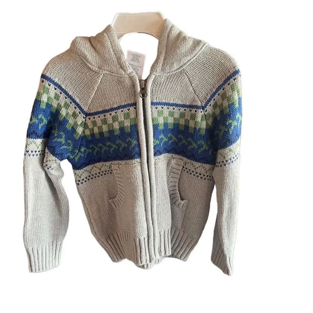 WonderKids printed front full zip sweater jacket coat NEW 3T fur lined hood hood